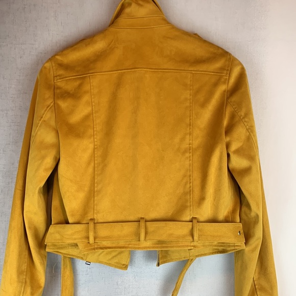New Forever 21 Yellow Suede Biker Jacket BNWT - Picture 7 of 9